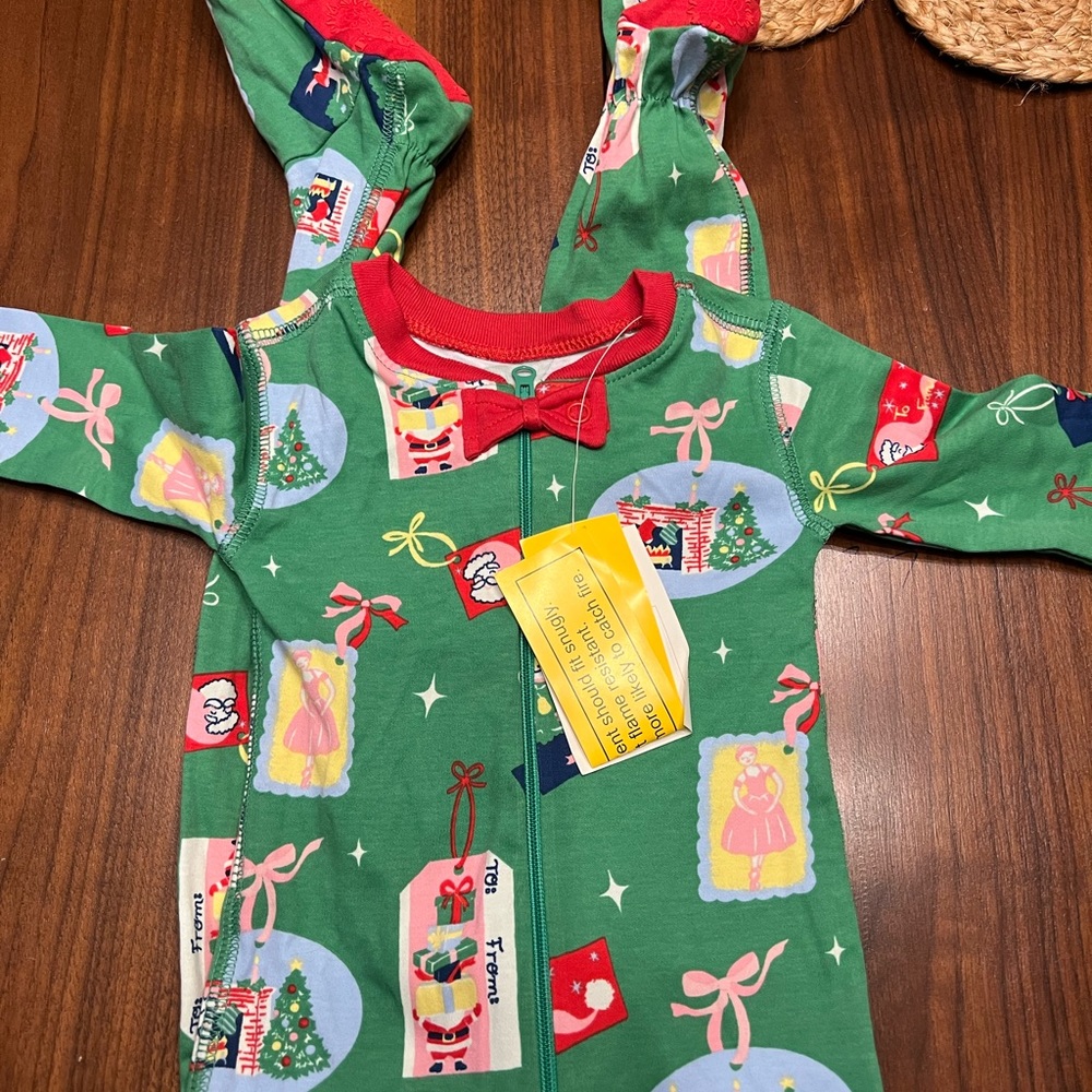 Festive Green Baby Onesie with Holiday Prints
